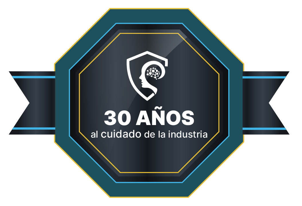 Insignia de Seguridad Privada que dice "30 Años al Cuidado de la Industria" de la Empresa KIERPER en San Luis Potosí estado de México